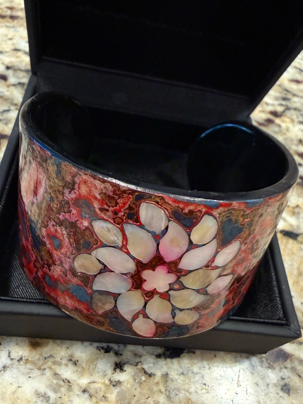 Floral art to wear boho statement cuff bracelet red black multicolor whimsigoth